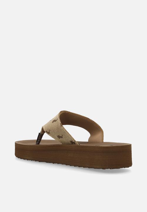 POLO - Jacquard flatform flip flop - brown