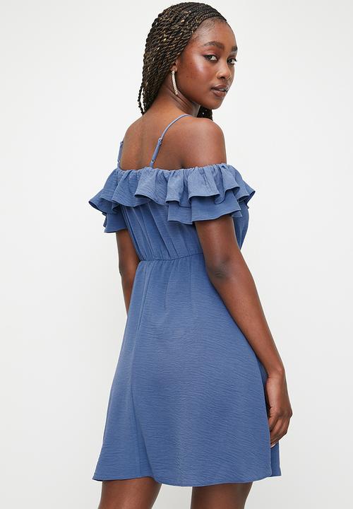 MILLA - Ruffle overlay mini dress - Blue