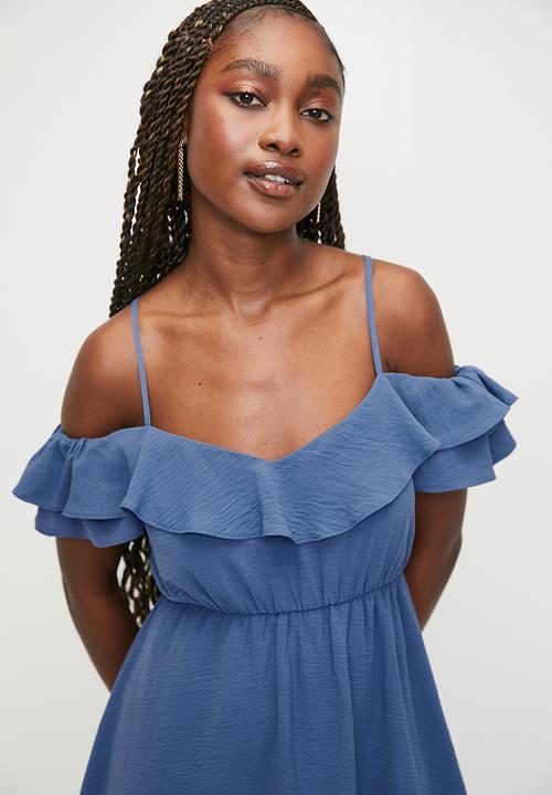 MILLA - Ruffle overlay mini dress - Blue