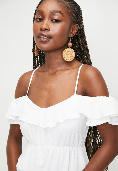 MILLA - Ruffle overlay mini dress - White