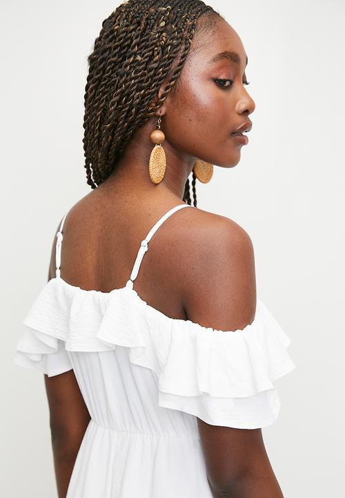 MILLA - Ruffle overlay mini dress - White
