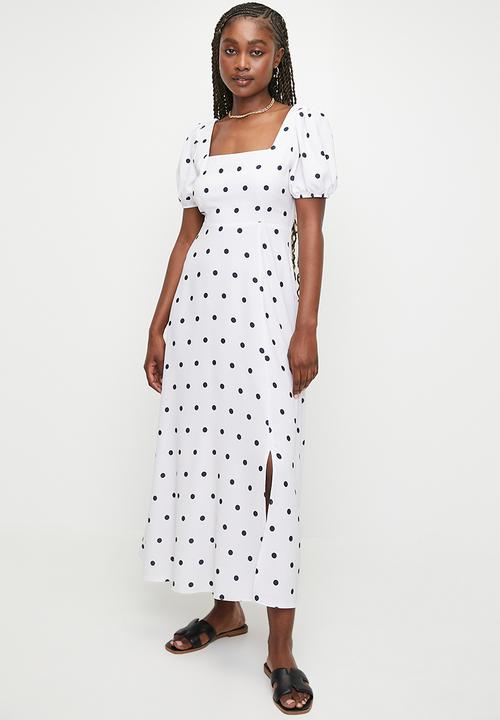 Puff Sleeve Fit & Flare Midi Dress - Spot1