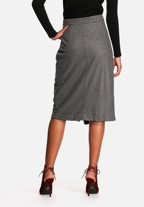 Neon Rose - Wool tie waist midi skirt