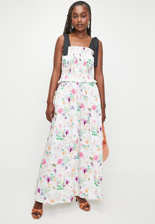 MILLA - Printed gathered waist midi skirt (co- ord) - fresh watercolour floral