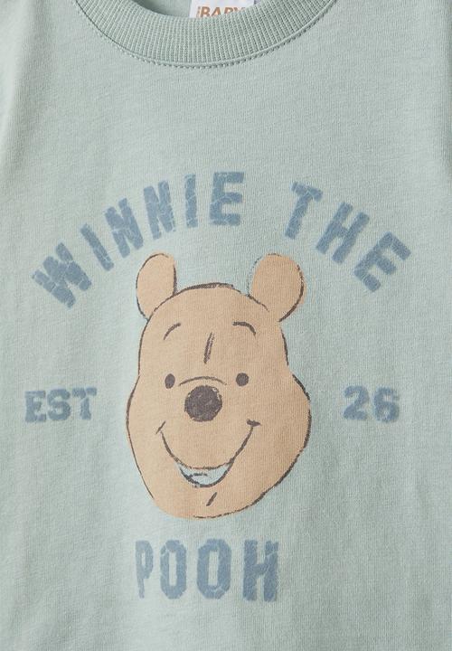 Cotton On - Jamie short sleeve tee-license - lcn dis stone green/winnie the pooh