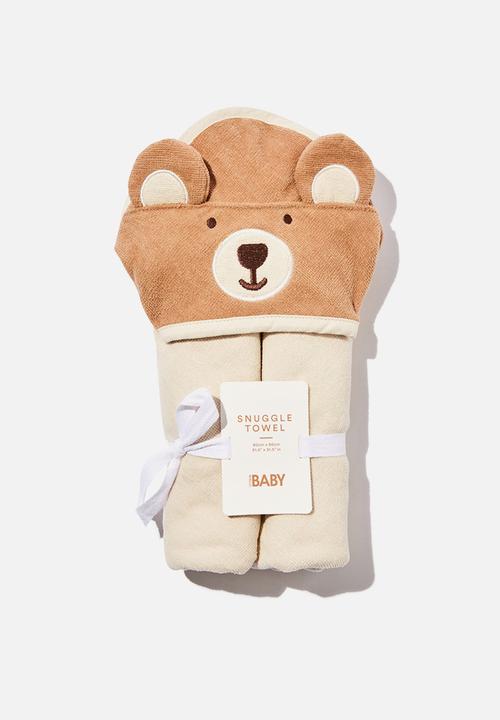 Cotton On - Baby snuggle towel - taupe brown/bear