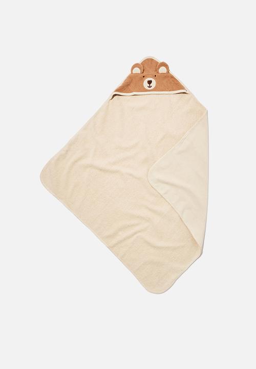 Cotton On - Baby snuggle towel - taupe brown/bear