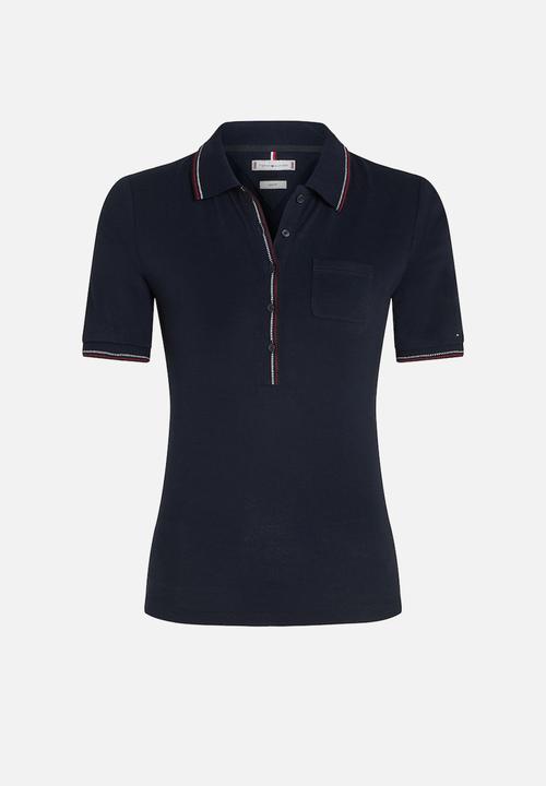 Tommy Hilfiger - Slim rwb tipping polo 1/2slv - desert sky