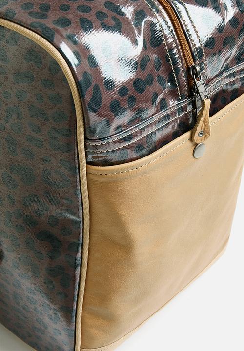 Thandana - Large Weekender Laminated Fabric - Cheetah Coffee