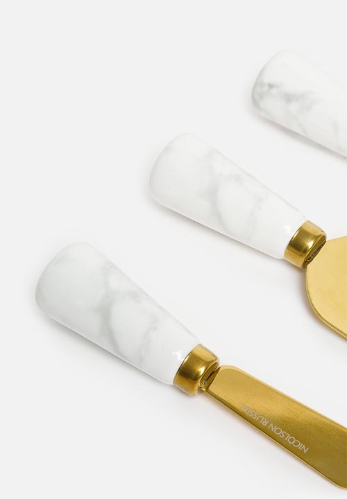 Nicolson Russell - Cheese Knife Set 3pc - White Marble