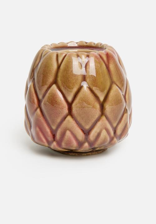 H&S - Artichoke candle holder set of 2 - natural