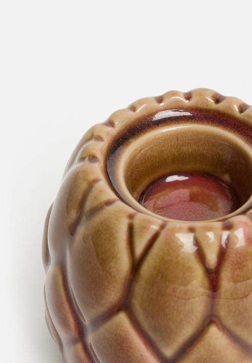 H&S - Artichoke candle holder set of 2 - natural