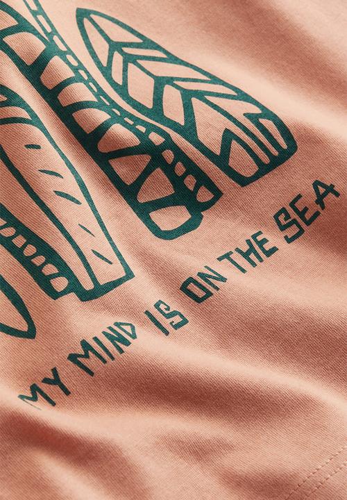 H&M - Printed cotton t-shirt - peach palm trees