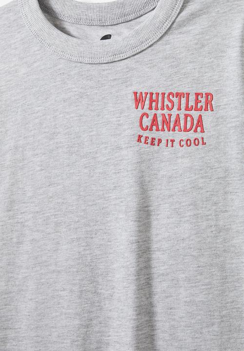 Cotton On - Jonny short sleeve print tee - fog grey marle/whistler canada