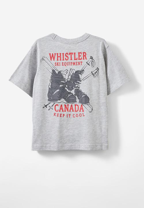Cotton On - Jonny short sleeve print tee - fog grey marle/whistler canada