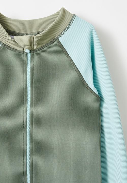 Cotton On - Felix long sleeve all in one - swag green/barber blue splice