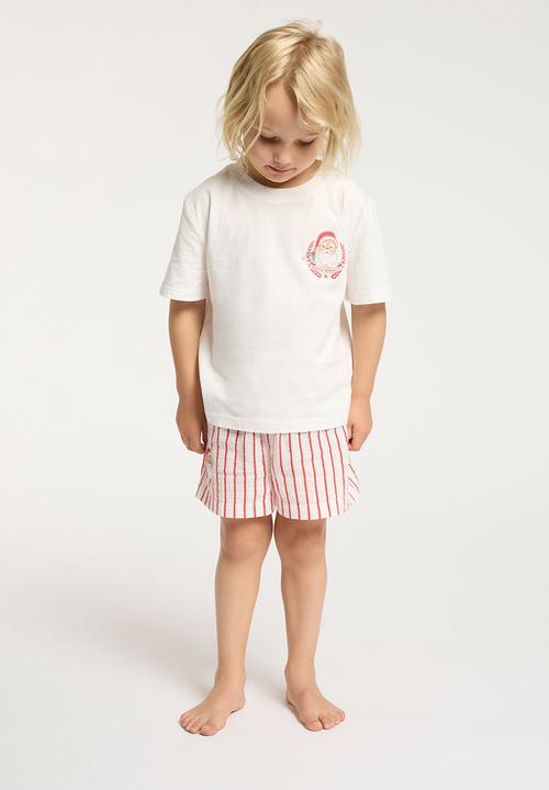 Cotton On - Blair short sleeve pyjama set - anthurium/santa stripe
