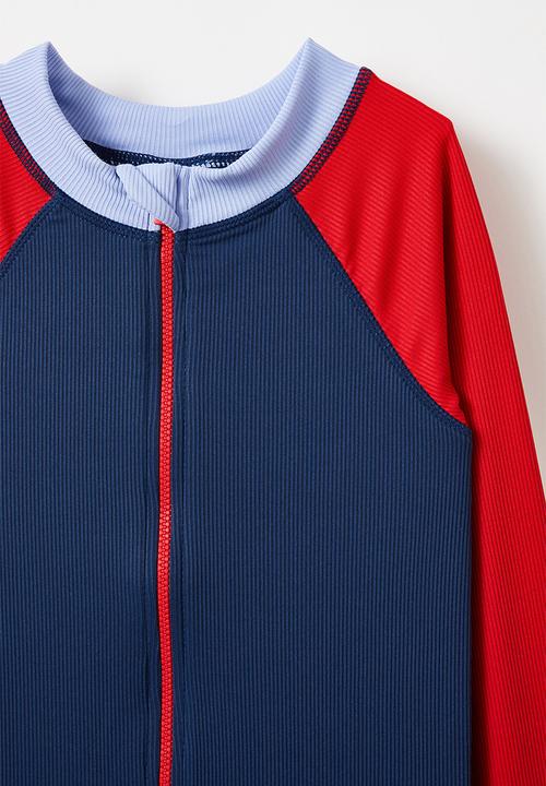 Cotton On - Felix long sleeve all in one - in the navy/varsity red splice