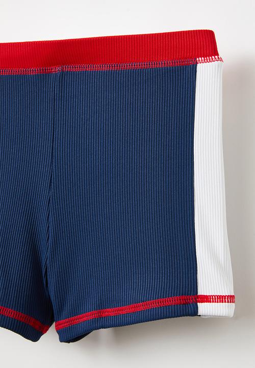 Cotton On - Billy boyleg swim trunk - in the navy/rib stripe panel
