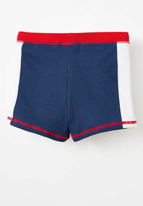 Cotton On - Billy boyleg swim trunk - in the navy/rib stripe panel