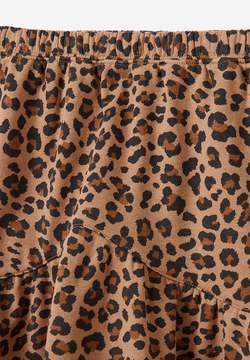 Cotton On - Everly fleece skirt - taupy brown/leopard