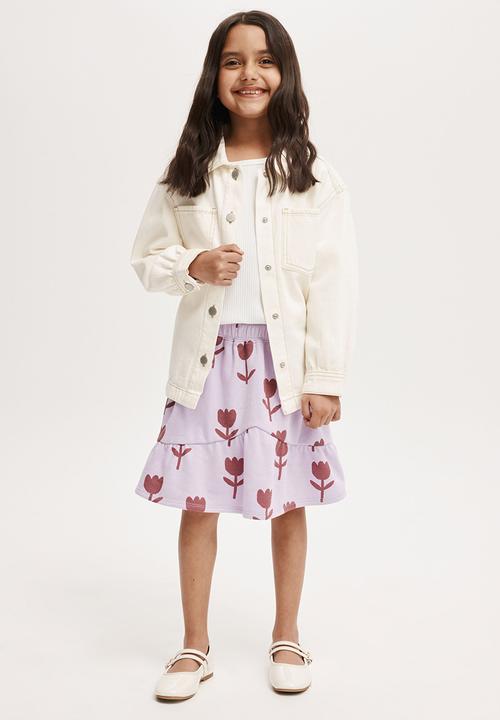 Cotton On - Everly fleece skirt - lilac drop/tulips