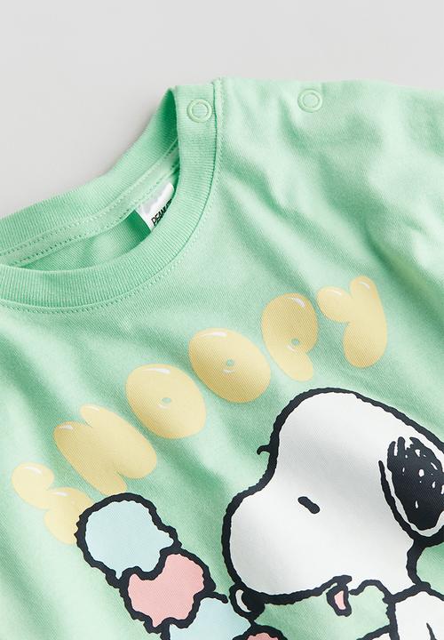 H&M - Printed cotton jersey t-shirt - light green snoopy