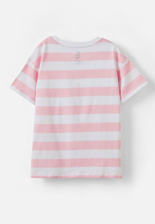 Cotton On - Poppy short sleeve print tee - blush pink stripe/merry