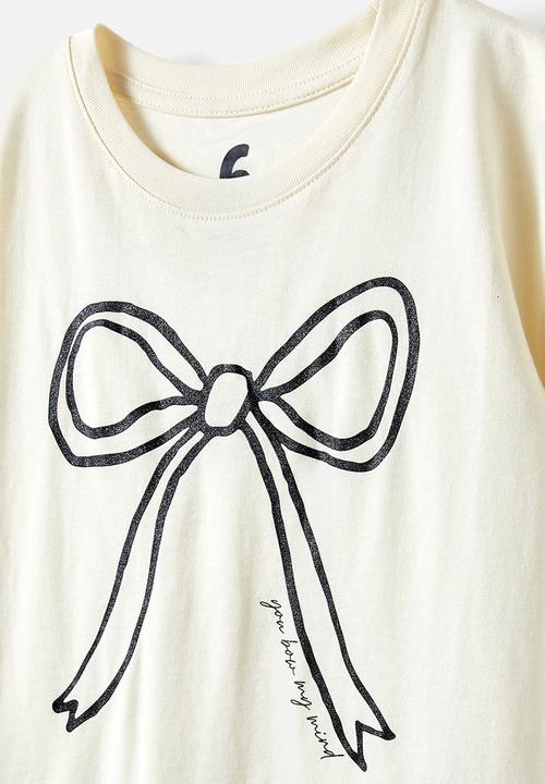 Cotton On - Poppy short sleeve print tee - dark vanilla/bow