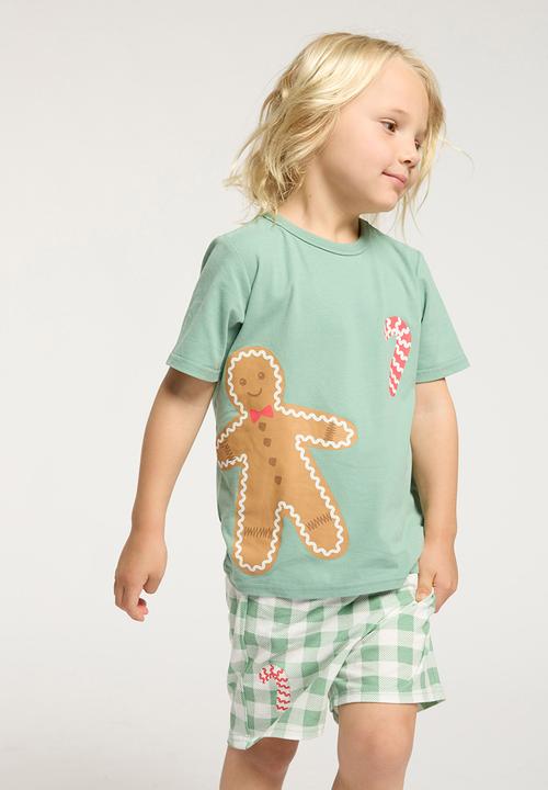 Cotton On - Jordan short sleeve pyjama set - malachite/gingerbread gingham