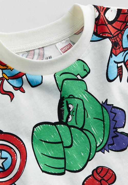 H&M - Printed T-shirt - white marvel comics