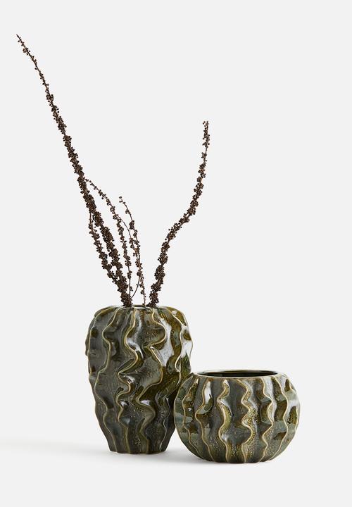 H&M - Stoneware vase - green