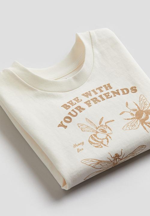 H&M - Printed T-shirt - white bee with your friends 