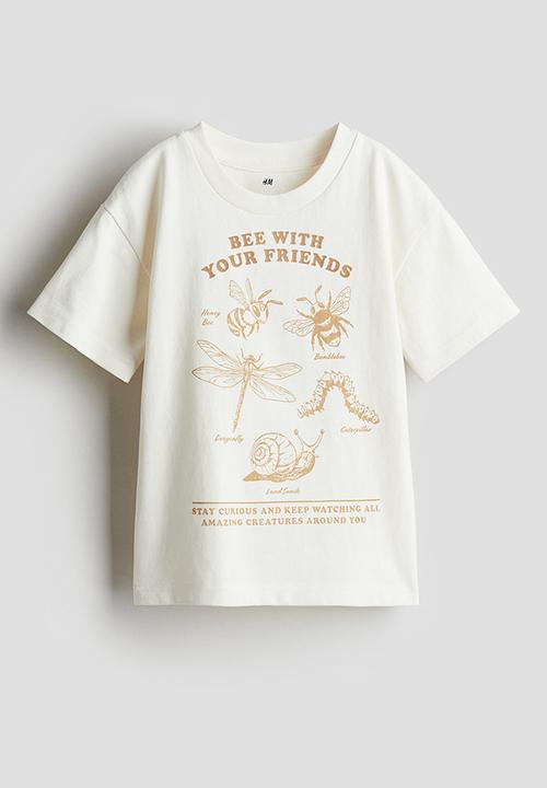 H&M - Printed T-shirt - white bee with your friends 
