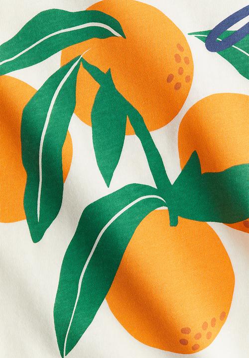 H&M - Printed t-shirt - cream oranges