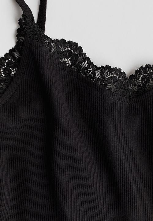 H&M - Lace-trimmed vest top - black