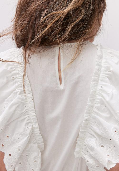 H&M - Flounced cotton dress - white