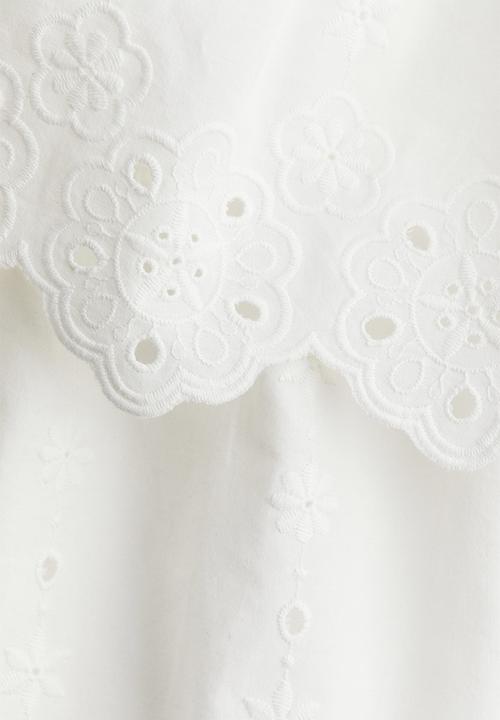 H&M - Flounced cotton dress - white