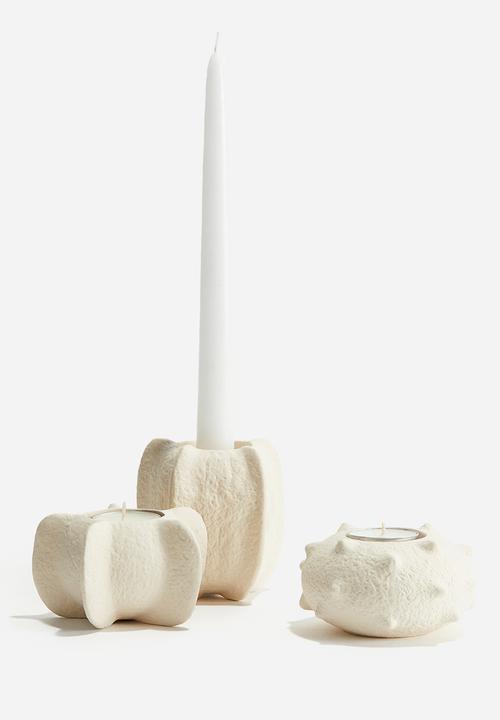 H&M - Stoneware candlestick - white