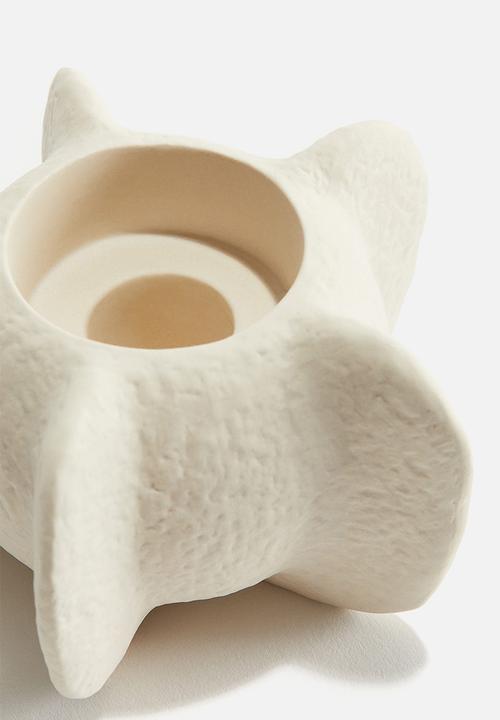H&M - Stoneware candlestick - white