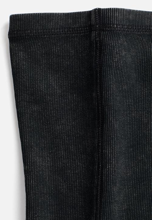 H&M - Flatlock-seam ribbed tube top - black washed