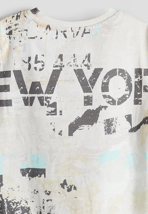 H&M - T-shirt - natural white & graffiti