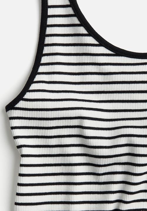 H&M - Ribbed vest top - white & black striped