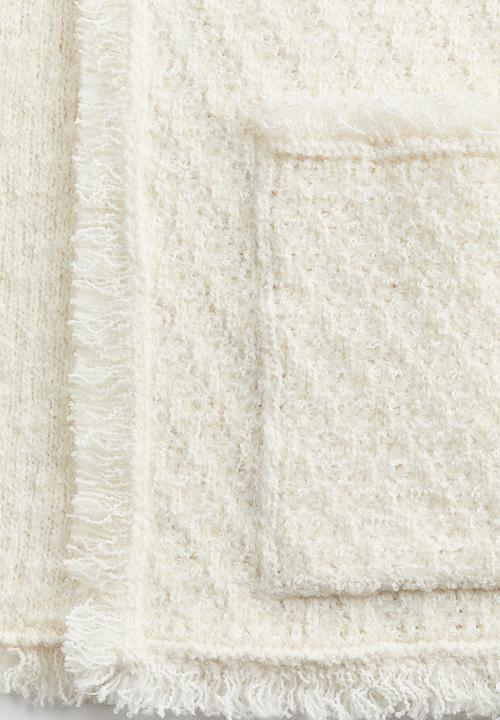 H&M - Frayed-edge textured-knit cardigan - cream