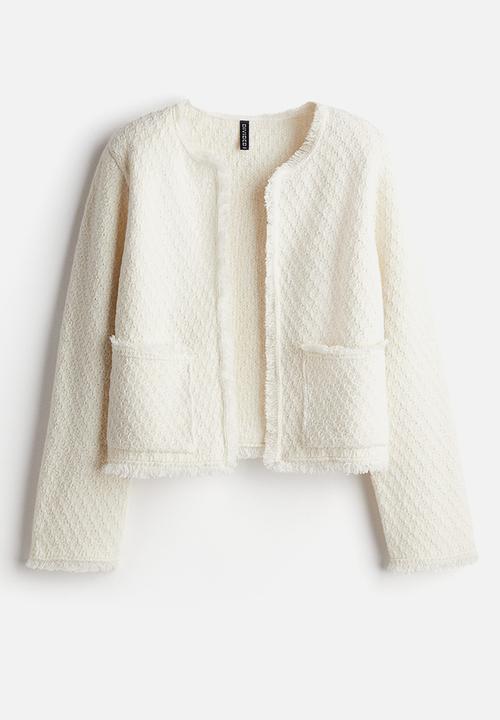 H&M - Frayed-edge textured-knit cardigan - cream