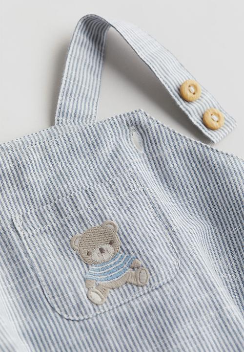 H&M - 2 piece cotton set - white & blue striped