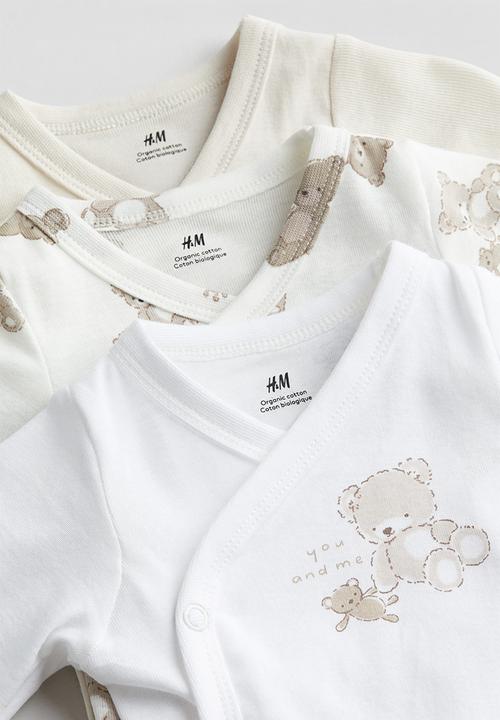 H&M - 3-Pack wrapover bodysuits - white teddy bears