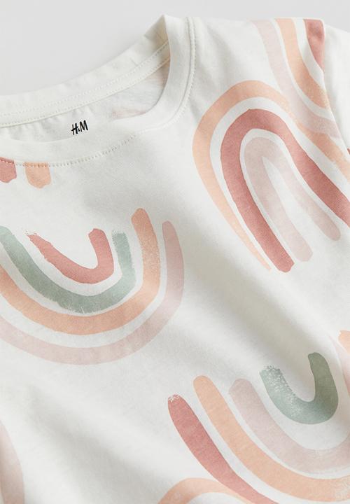 H&M - Printed t-shirt - natural white & rainbows