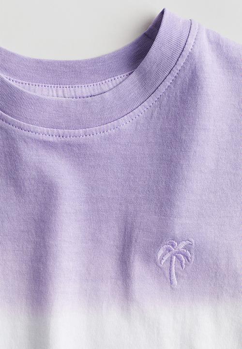 H&M - Motif-detail cotton t-shirt - light purple gradient