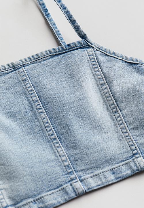 H&M - Denim strappy top - light denim blue